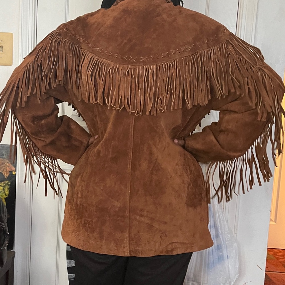 Villa Brown Suede Fringe LEATHER Jacket